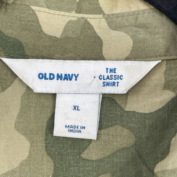 Old Navy Womens XL Classic Shirt Camouflage Button Up Blouse Cotton Long Sleeve - Picture 4 of 9